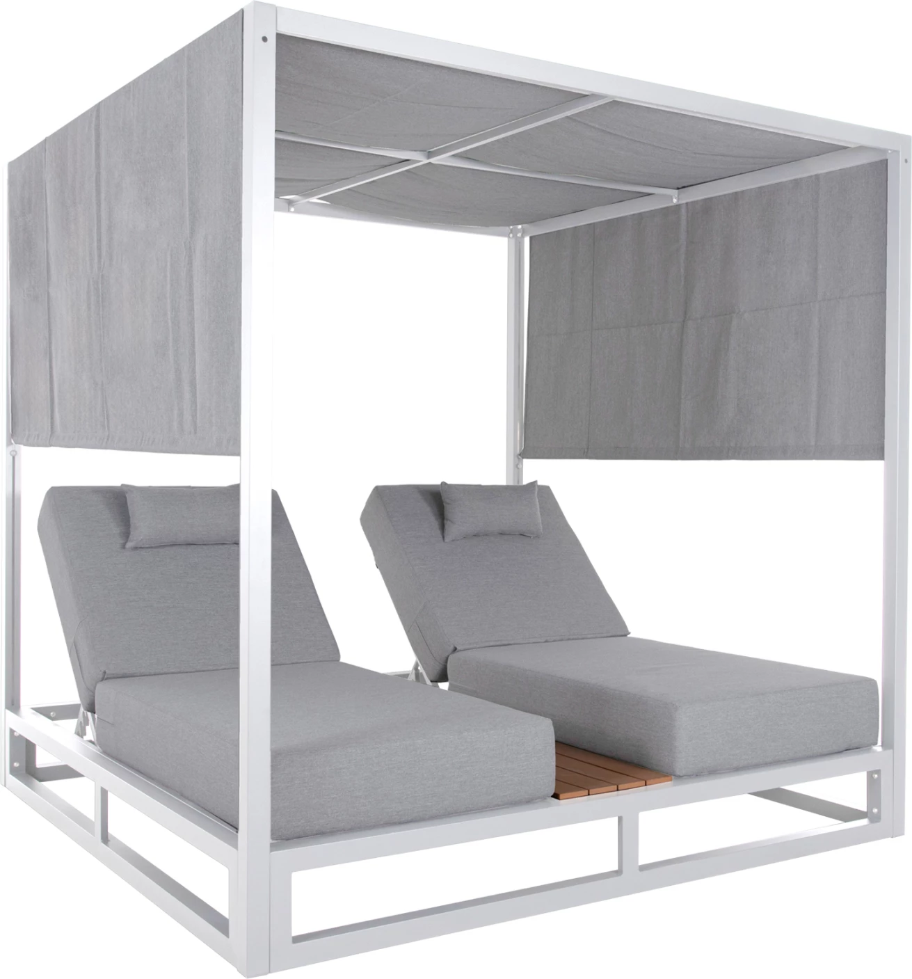 Shazllonë dyshe për plazh në formë kubi me hije GALLANT FH6097.02 alumin në të bardhë 2x2x2m