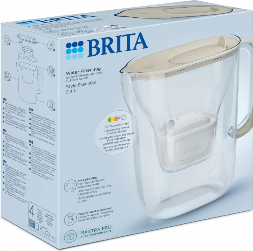 Ibrik filtri Brita Style Essential, 2.4L, sand beige, me filtër MAXTRA PRO