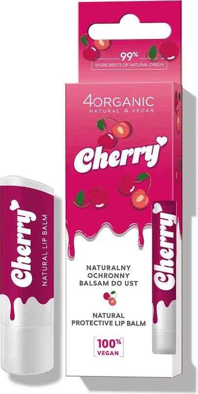 Balsam për buzë 4organic Natural Protective Cherry për femra 5g