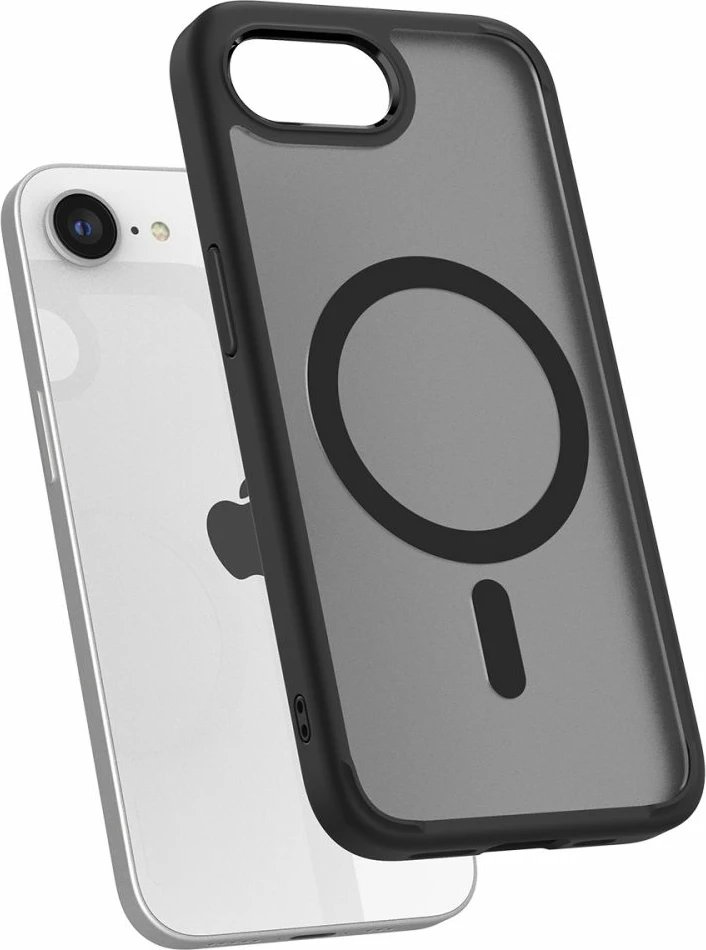 Mbështjellës Spigen Ultra Hybrid MagSafe për iPhone 16e, i zi, gjysmë-transparent