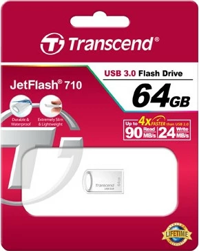 USB memorie Transcend JetFlash 710, 64GB, USB 3.2, metalike, argjend