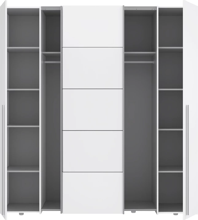 Dollap me 4 dyer Lamore, melaminë e bardhë, 200x61.5x210.5cm