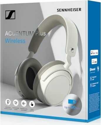 Kufje Sennheiser Accentum Plus, 20-22000 Hz, karikim 3.5 orë, të bardha