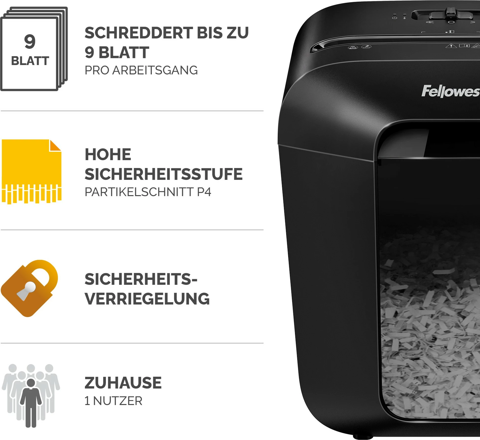 Shredder Fellowes Powershred LX50, 17L, 9 fletë, particle-cut, e zezë