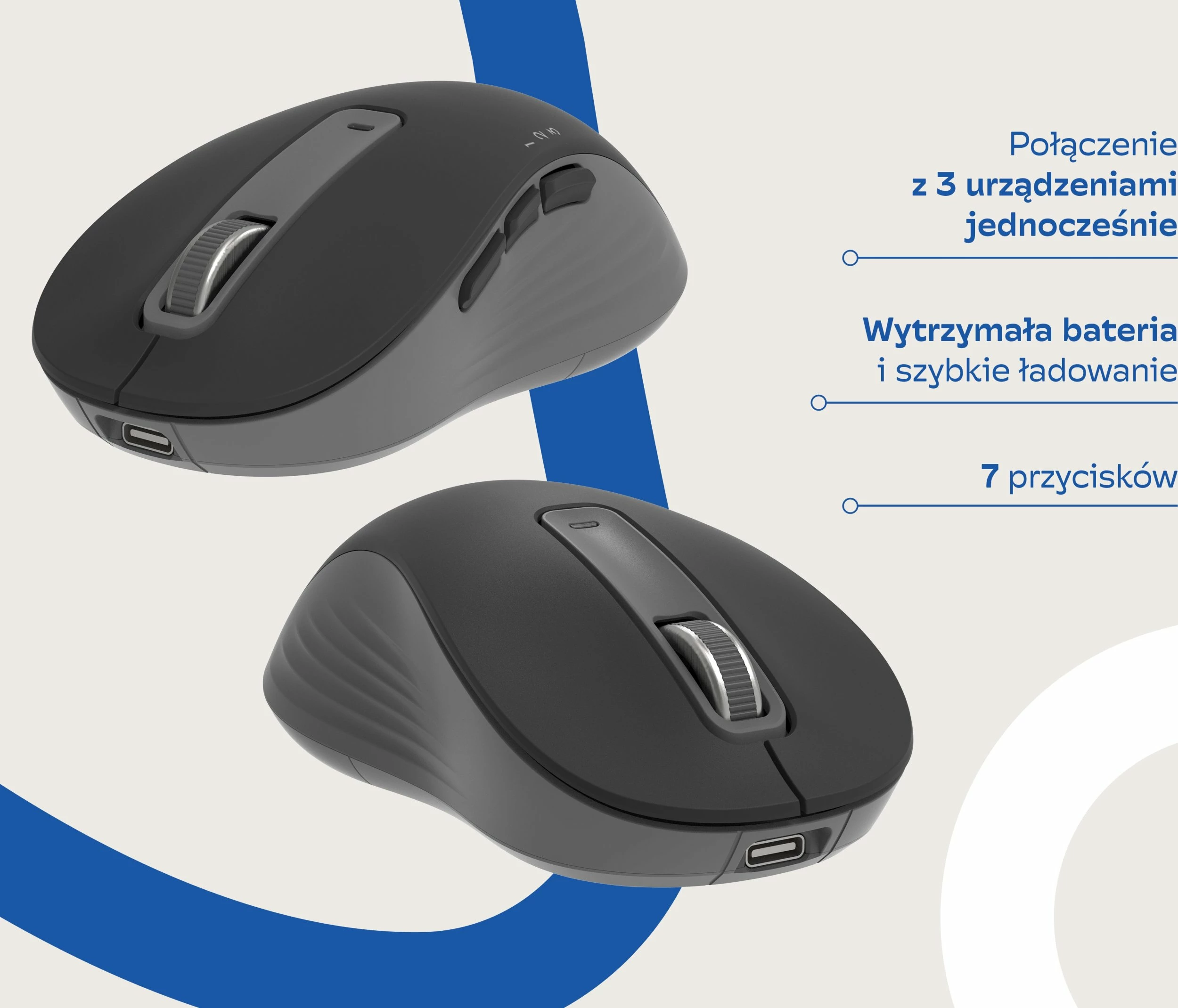 Maus wireless ZOY ZMS88 1600 DPI rechargeable, set me 7 butona, zi/gri