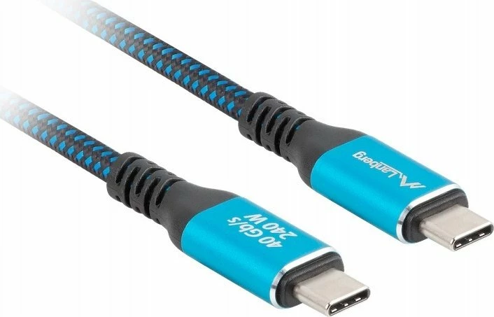 Kabllo USB-C Lanberg CA-CMCM-45CU-0020-BK, USB4 2 m, 240W, 8K@60Hz, 40Gb/s, zi-kaltër