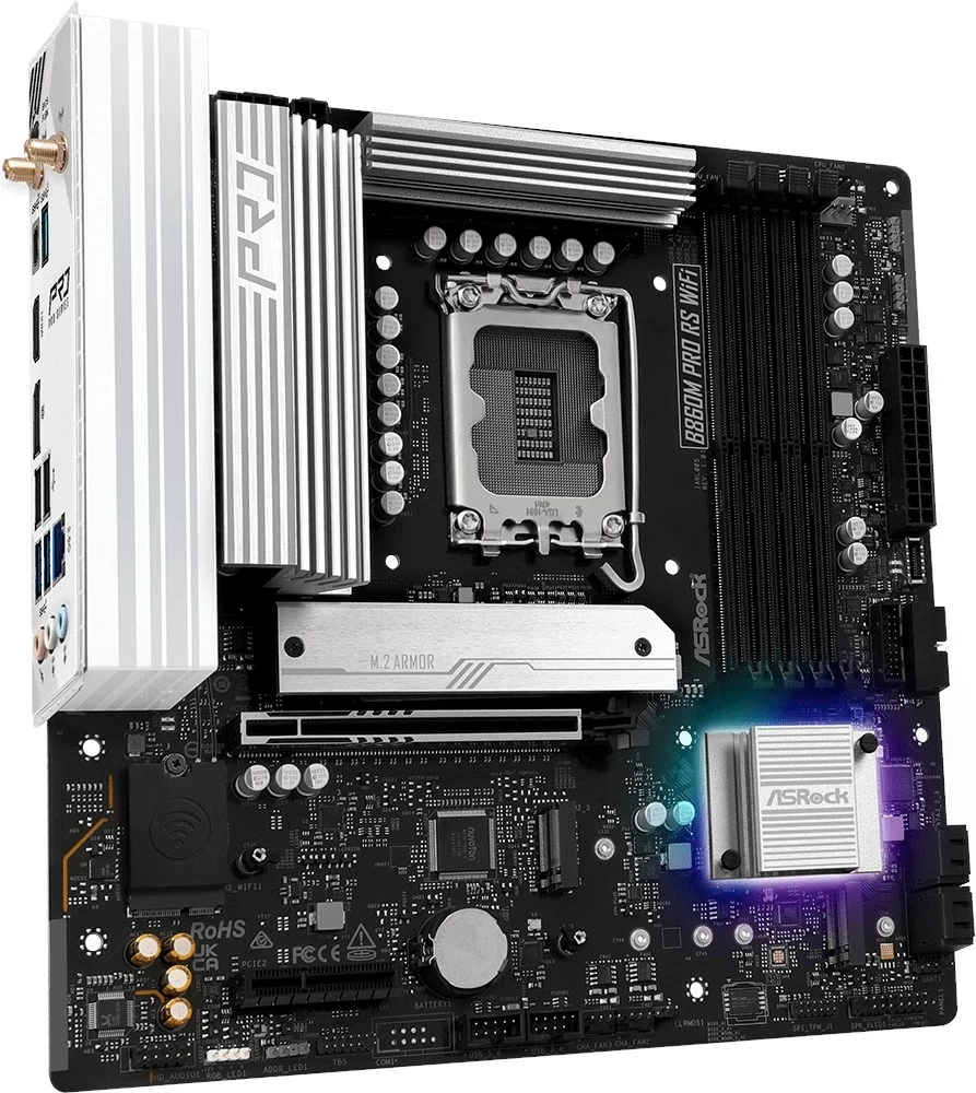 Pllakë amë ASRock B860M Pro RS WiFi, micro ATX, Socket 1851, 256 GB, e zezë