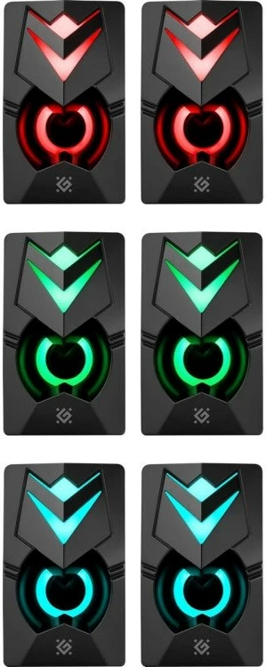 Altoparlantë Defender J4 2.0, 6W, me LED, për PC, të zinj