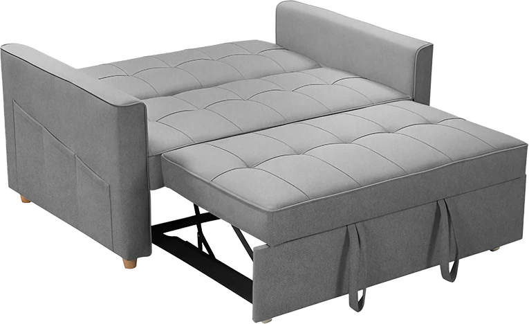 Divan 2 ulësesh që bëhet shtrat, ngjyrë antracit, 142x93x90 cm