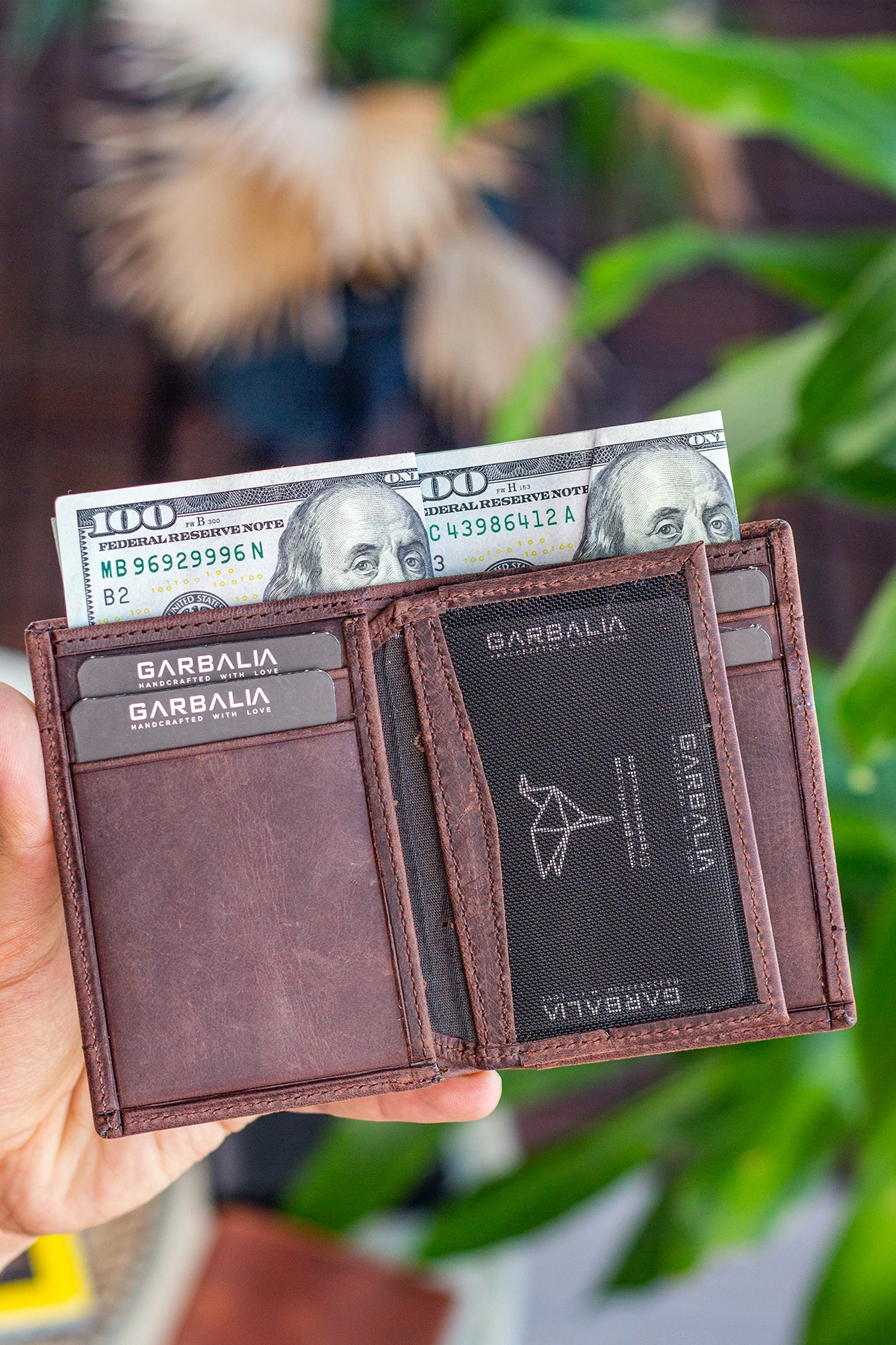 Portofol për burra, lëkurë natyrale, ngjyrë kafe, Zoozie Bags, Franklin Crazy