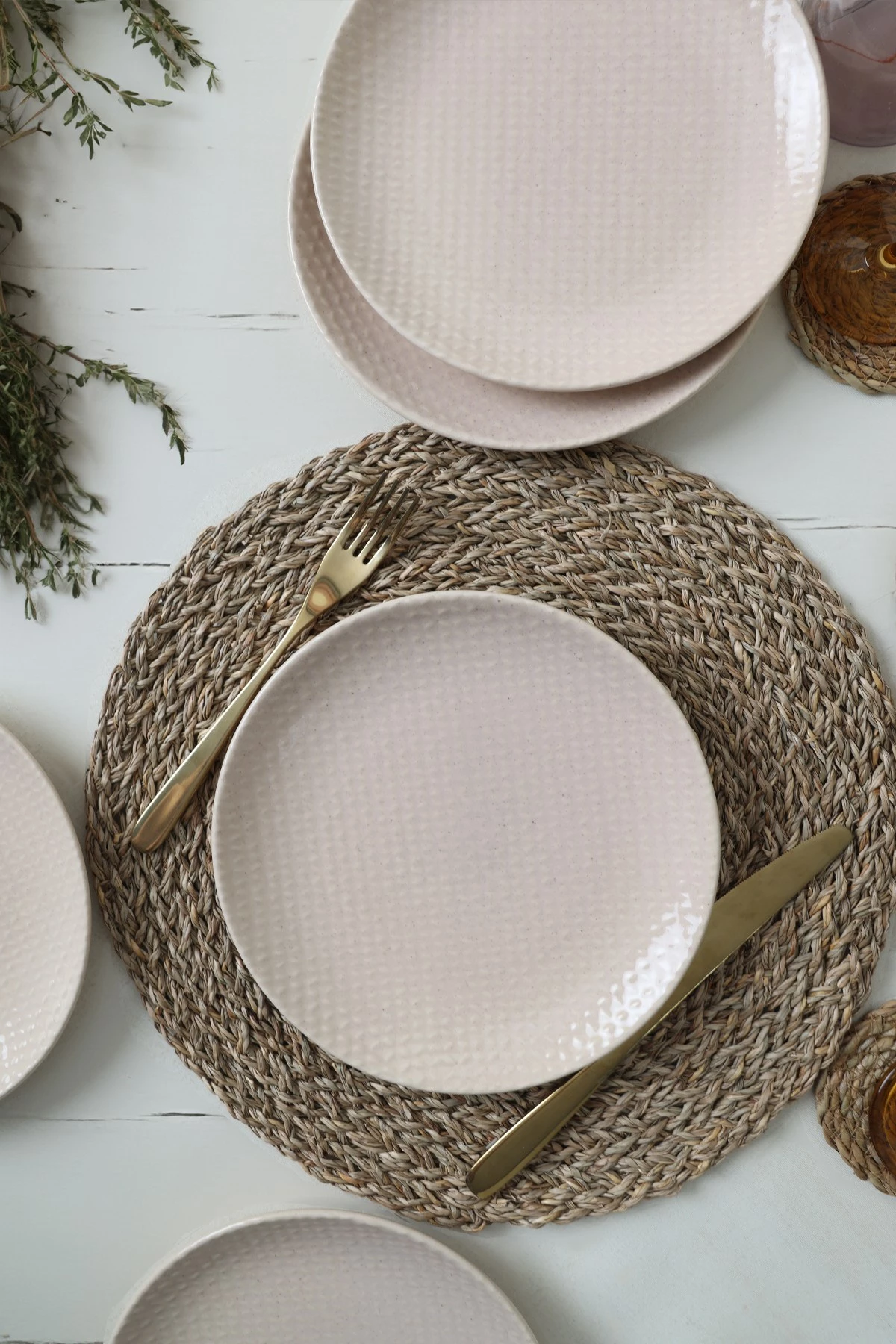 Set pjatash për ëmbëlsira, krem, Hermia Concept, 6 copë, X00018989