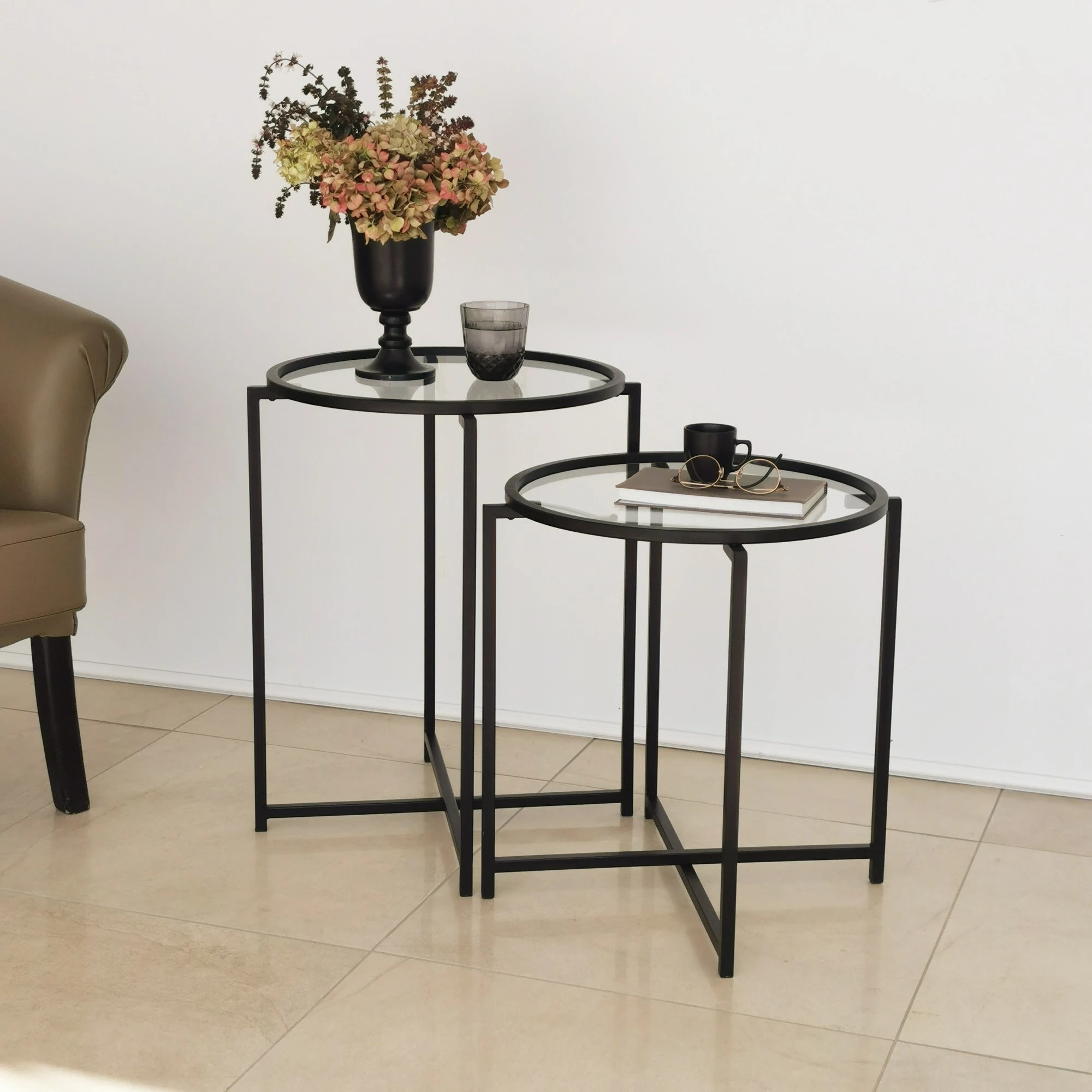 Set tavolinash anësore Skye Decor, S412, ngjyrë e zezë