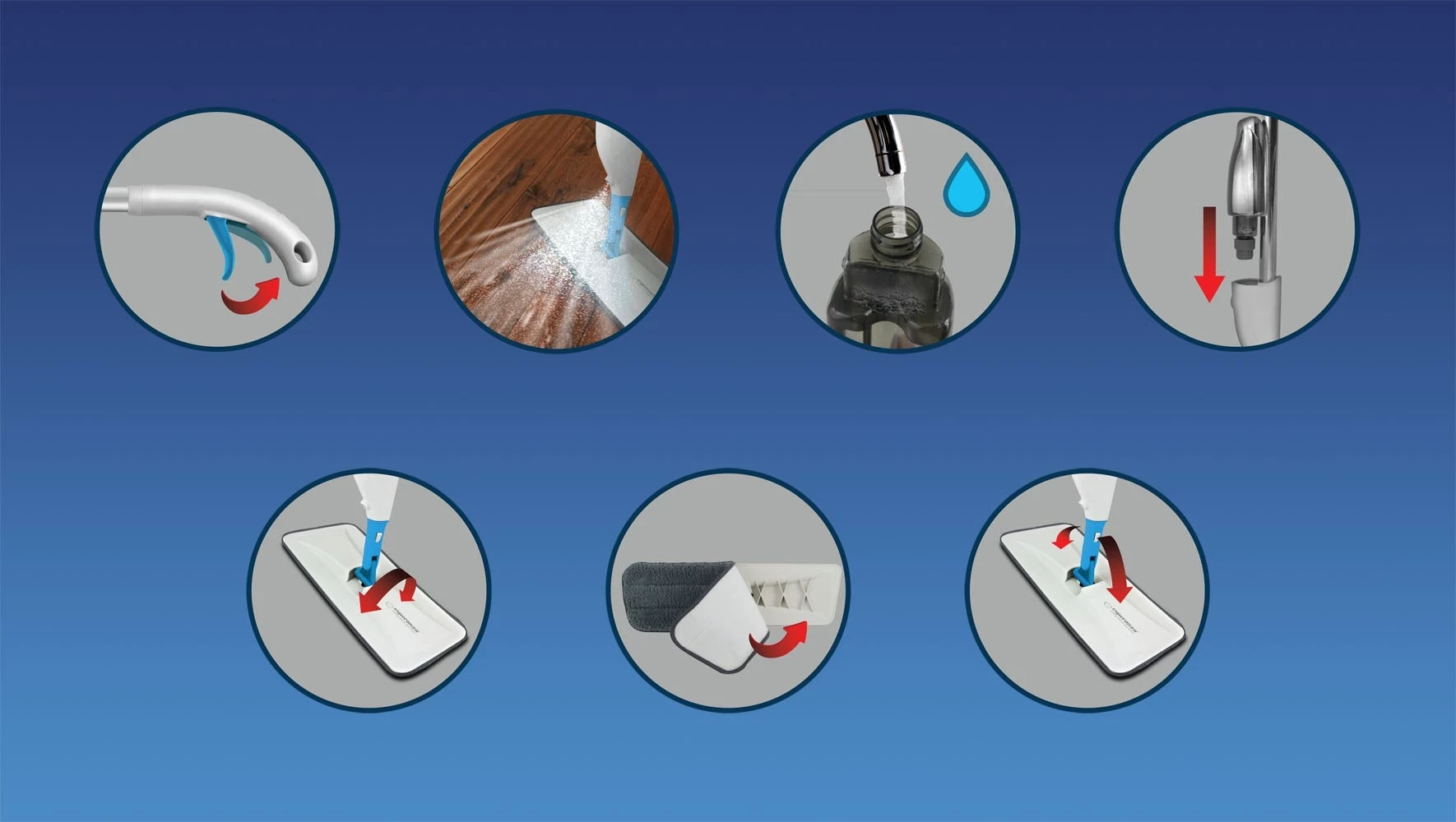 Mop me lavatriçe Esperanza EHS002, Bardhë