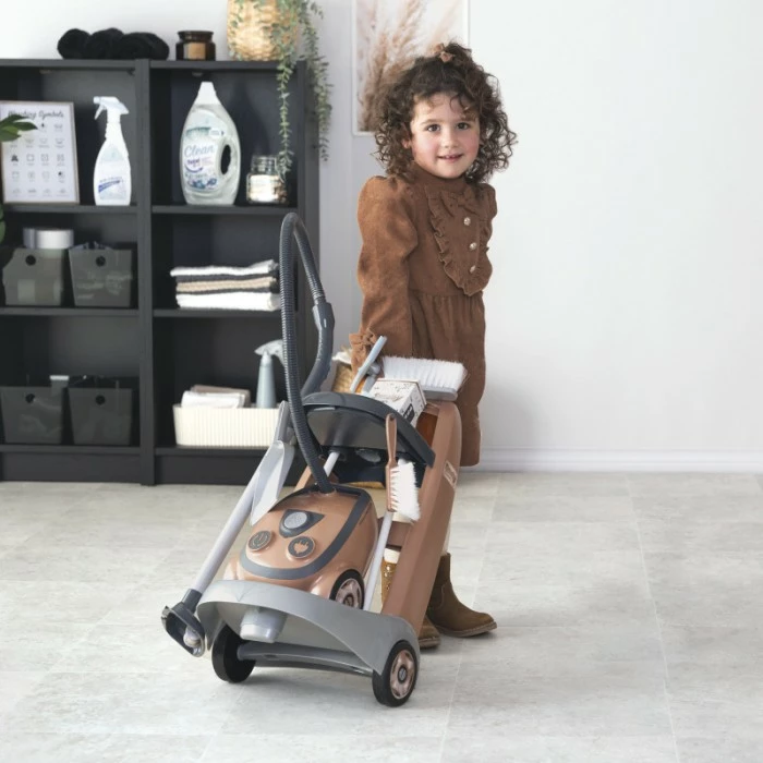 Set lodrash karrocë pastrimi me fshesë me korent Smoby Rowenta, shumëngjyrëshe