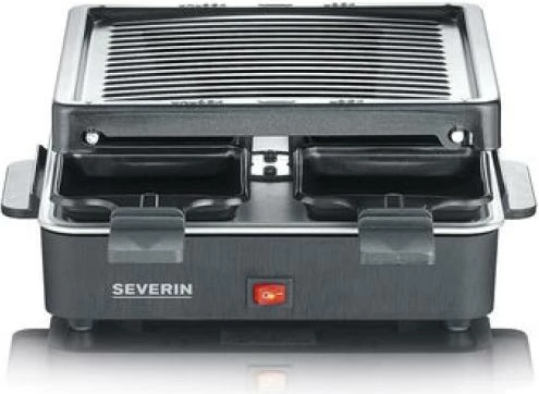 Grill raclette, Severin RG 2370, për 4 persona, pllakë grill jo ngjitëse, e zezë