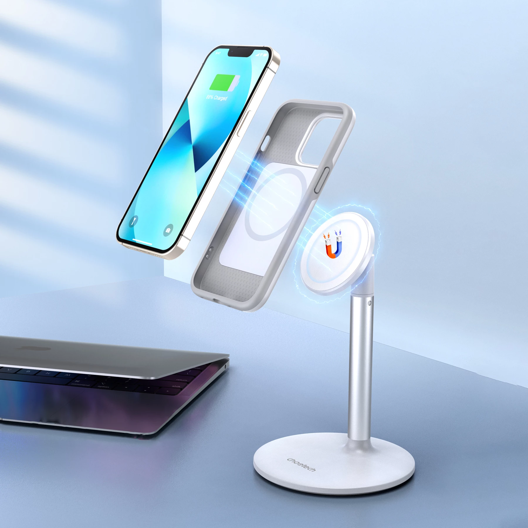 Mbështjellës Choetech PC0113-MFM-WH për iPhone 13 Pro, Made For MagSafe, i bardhë