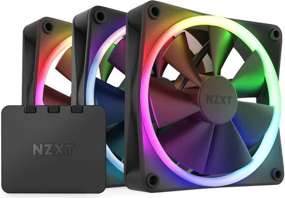 Set ventilatorë NZXT F120 RGB me kontrollues, 3 copë, 120mm, i zi