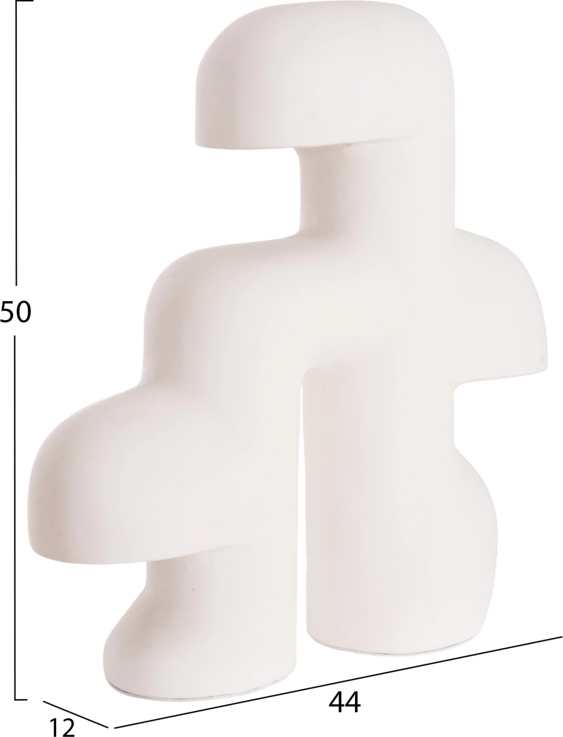 Llambë tavoline skulpturale minimaliste ELBAR, çimento fibrash, e bardhë, 44x12x50cm