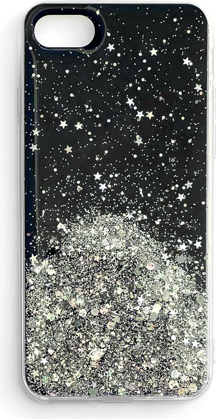 Mbështjellës Wozinsky Star Glitter për iPhone 12 mini, zi/argjendtë