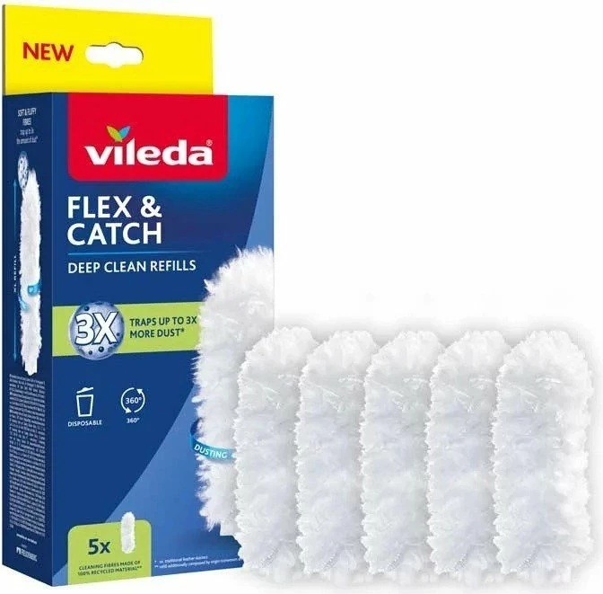 Refill për mop pluhuri Vileda Flex & Catch, 5 copë, e bardhë