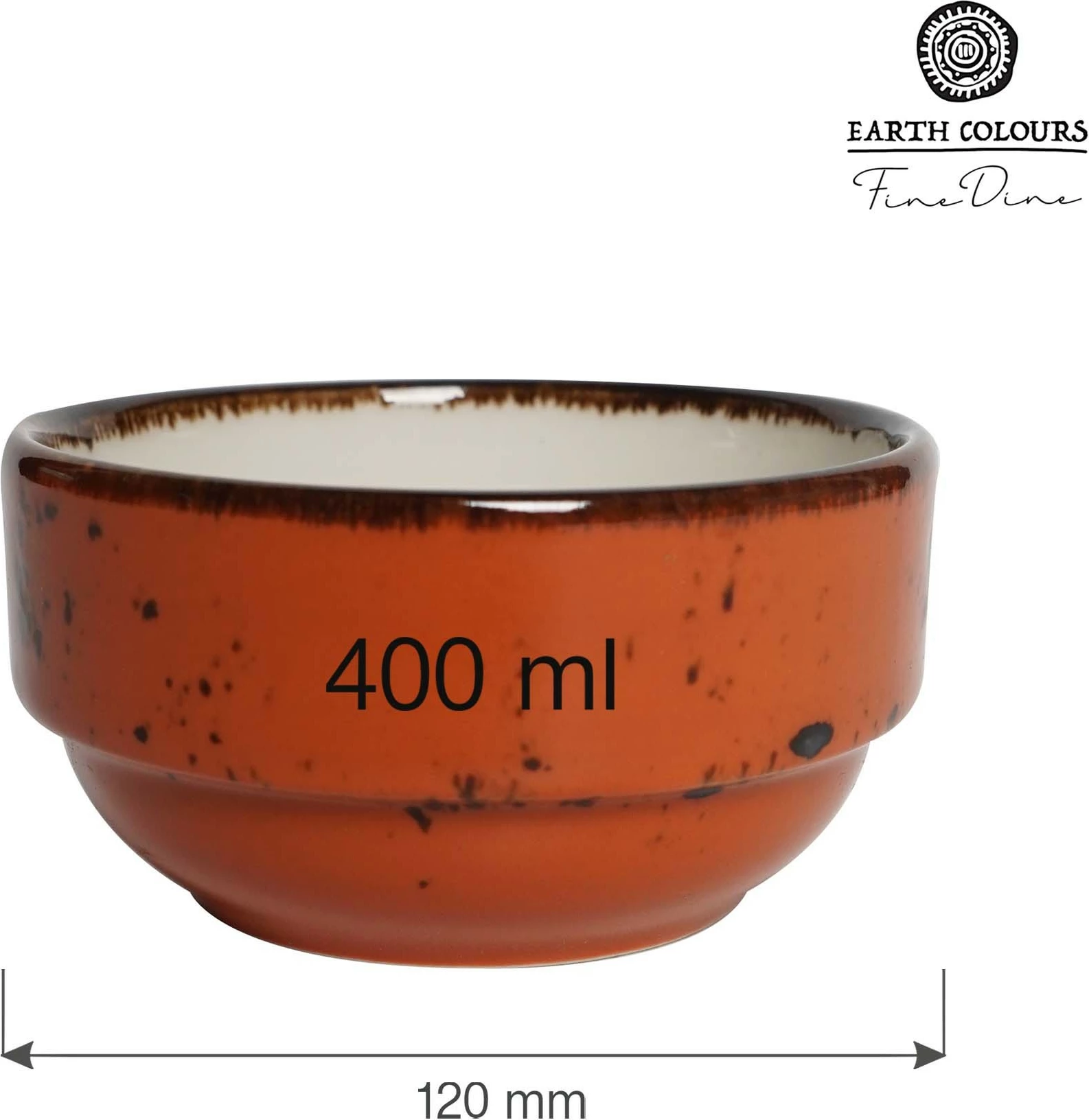Tas porcelani Fine Dine Dahlia, 400 ml, Ø120 mm, i grumbullueshëm, portokalli, set 6 copë