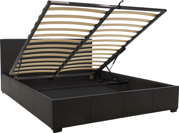 Krevat dopio Norse PU me depo të mbyllur, ngjyrë e zezë matte, 160x200cm