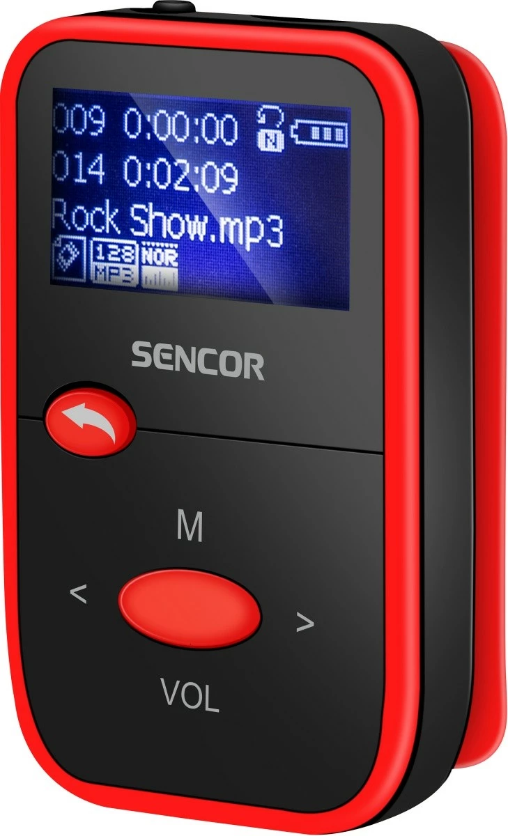 MP3 player Sencor SFP 4408RD, 8 GB, me radio FM, i zi/kuq, me kufje