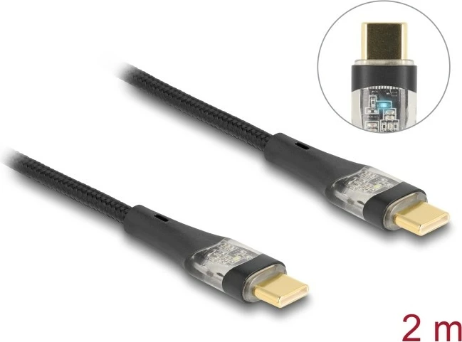 Kabllo USB-C DeLOCK 2m, Power Delivery 100W, e zezë
