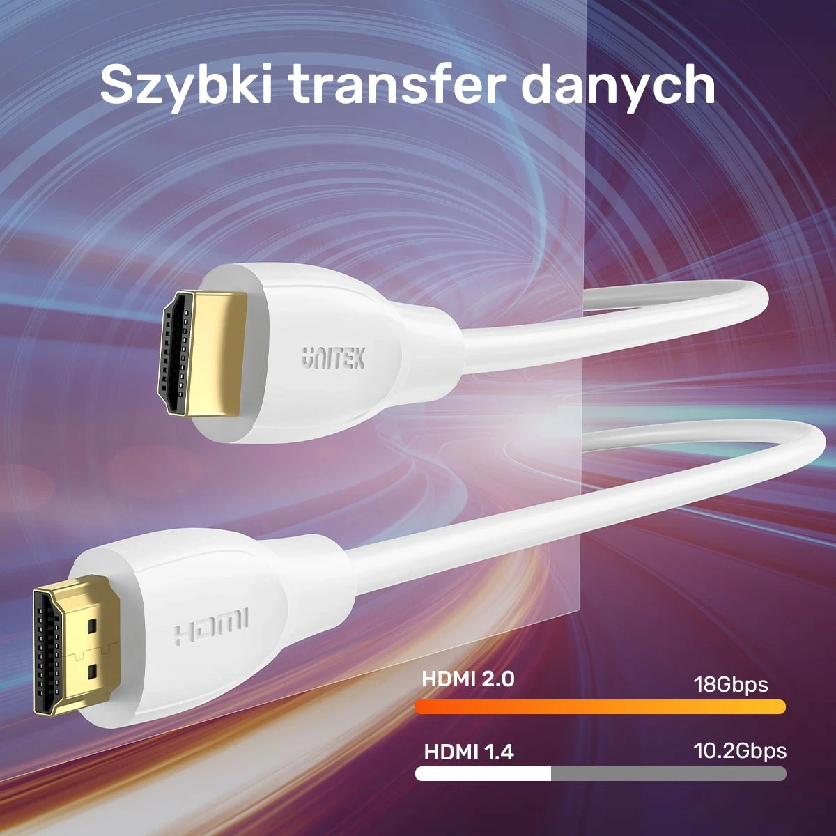 Kabëll HDMI Unitek 2.0 4K, 15m, bardhë