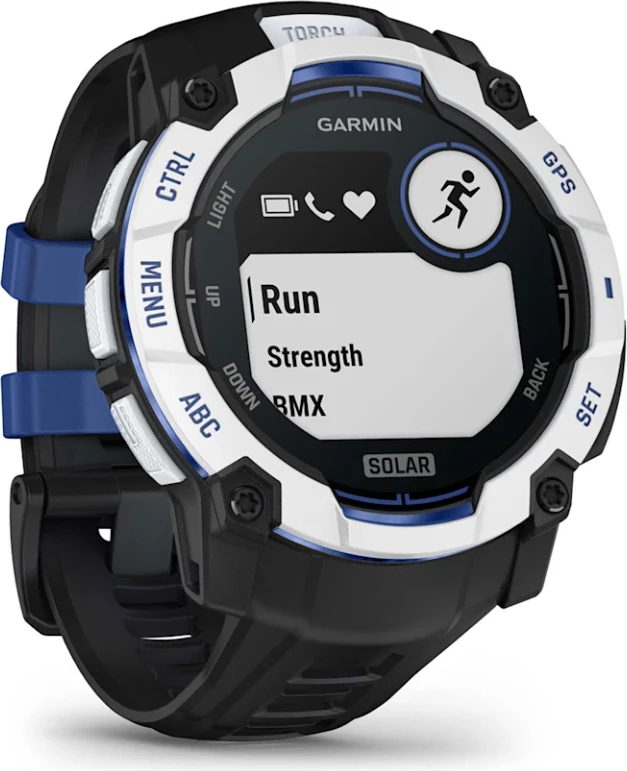 Smartwatch Garmin Instinct® 3, Solar, Whitestone/Black-Bolt Blue, 50 mm