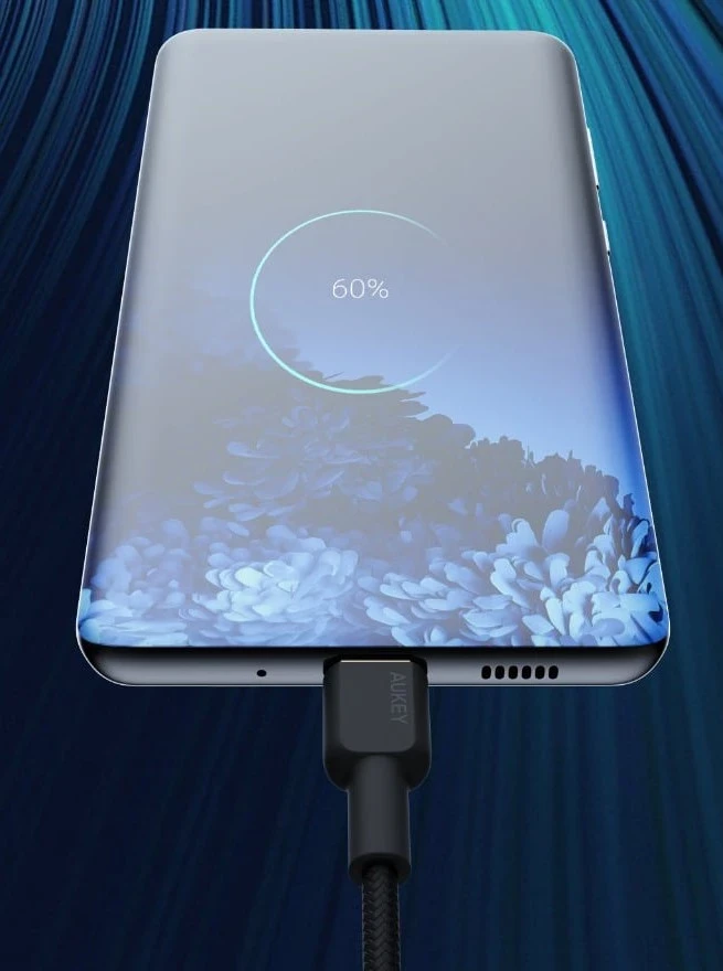 Kabllo AUKEY CB-NCC1 USB-C Type-C PD 60W 3A 1m Nylon e Zezë