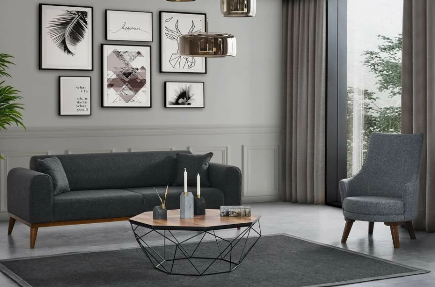 Divan-krevat treshe, ngjyrë antracit, Cofi 3 Seater
