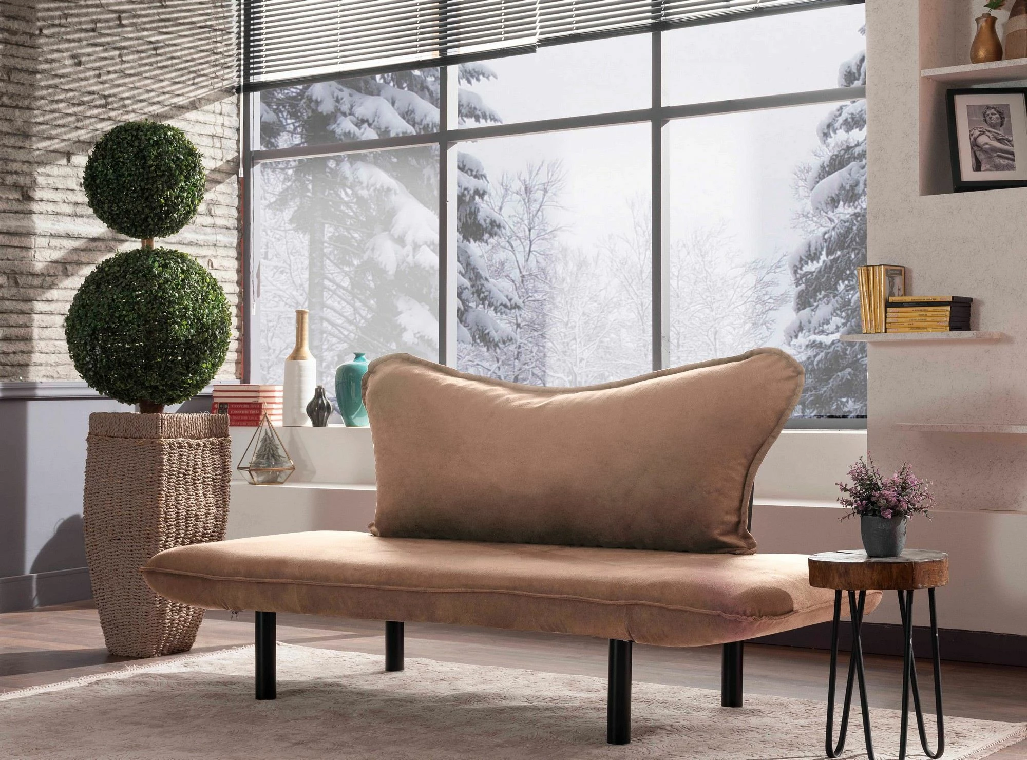 Divan 2-vendësh që shndërrohet në shtrat, Atelier del Sofa, Chatto, ngjyrë kafe e çelët