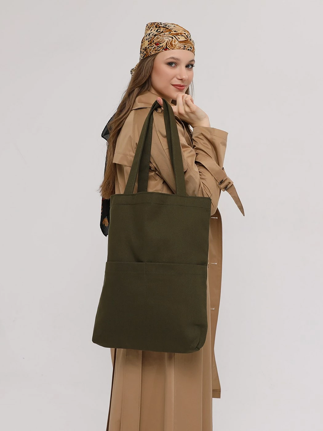 Torbë Tote Zoozie Bags, 2071, ngjyrë e gjelbër e errët