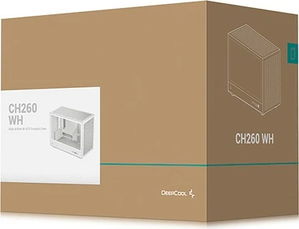 Kasë DeepCool CH260, Micro Tower, micro ATX/Mini-ITX, xham i temperuar, e bardhë