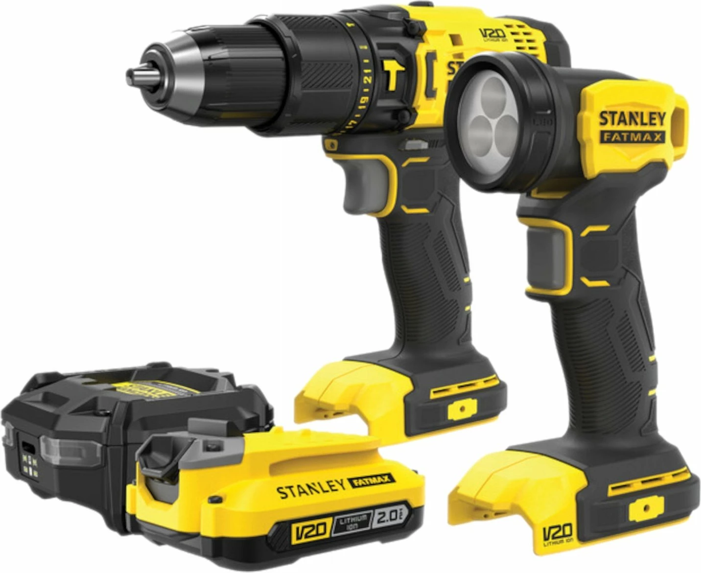 Set veglash me bateri Stanley FATMAX V20 SFMCK210D1-QW 18V 2.0Ah 4 pjesë, verdhë/zi