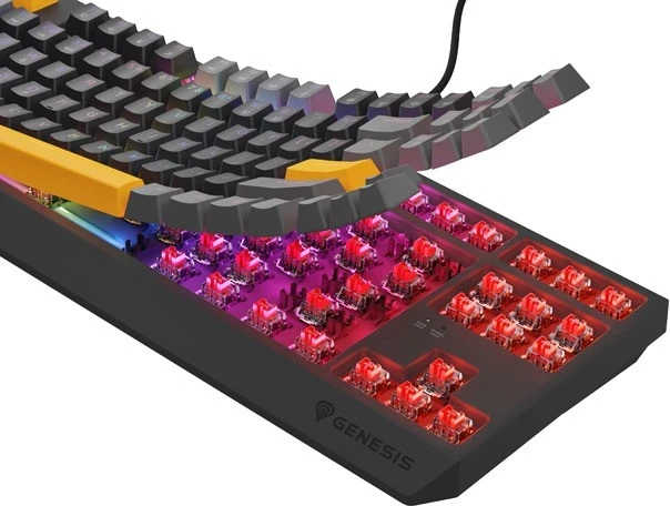 Tastierë mekanike Genesis Thor 230, TKL, RGB pozitiv Outemu Red, ngjyrë gri