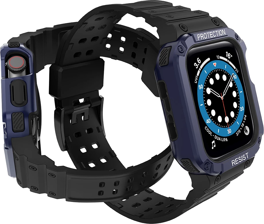 Rrip me kasë mbrojtëse për Apple Watch Hurtel, 41/40/38mm, i zi/blu
