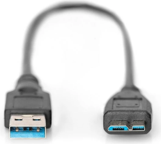 Kabllo USB Digitus AK-300117-003-S, USB 3.1 Gen 1, USB A në microUSB B, 0.25m, e zezë