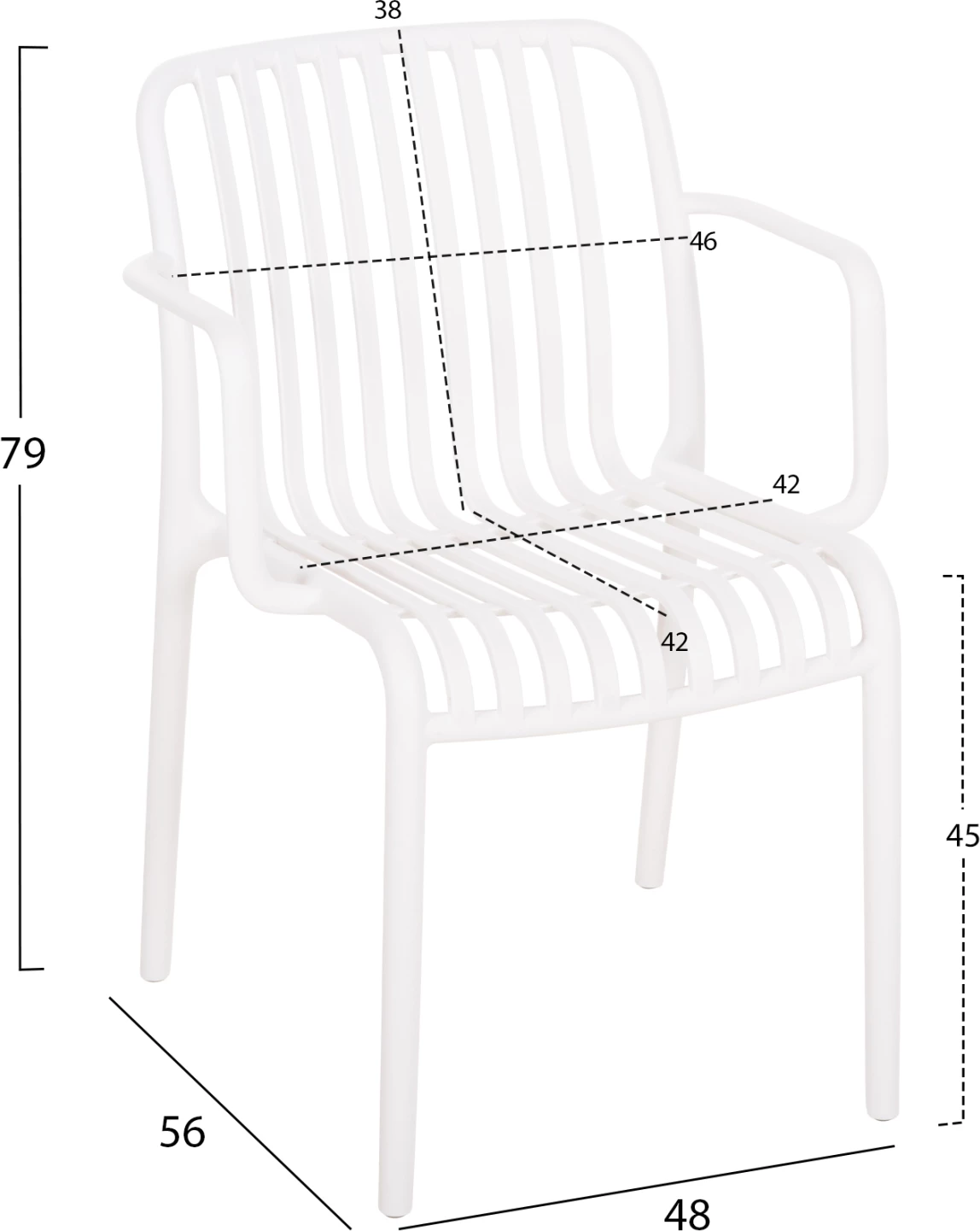 Karrige për jashtë CONVEE FH6105.01 polipropileni e bardhë 55x56x79H cm