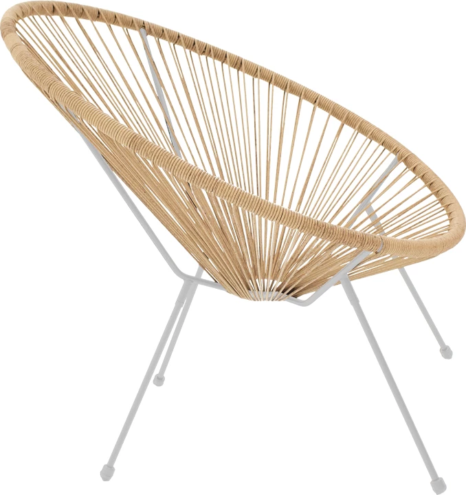 Karrige për kopsht Acapulco, metalike, ngjyrë e bardhë - natyrale, 71x76x85cm