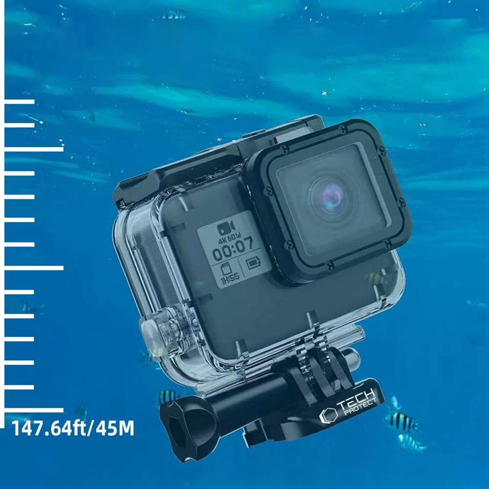 Mbështjellës i papërshkueshëm nga uji Tech-Protect GA200 për GoPro Hero 5/6/7, Transparent