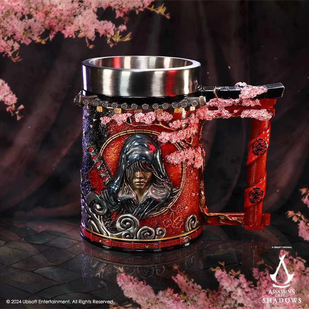 Filxhan NEMESIS NOW Assassin's Creed Shadows, rezinë me insert çelik inox, i pikturuar me dorë, 14.5 cm, e kuqe/zezë