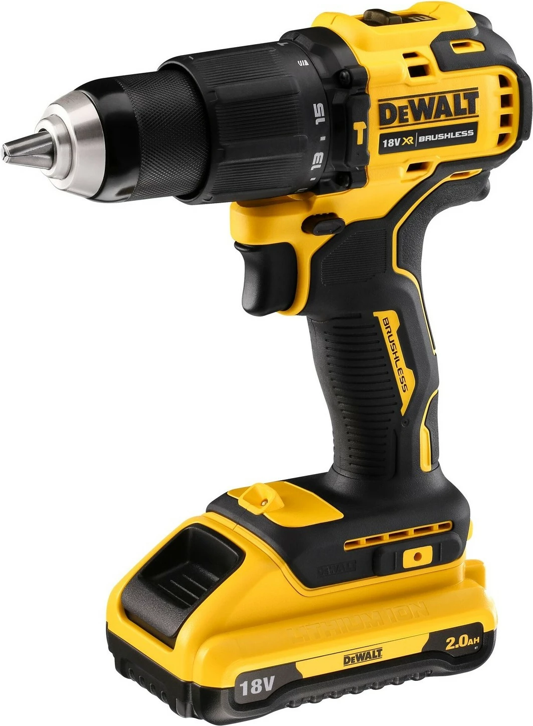 Shurubelniçë DeWALT DCD709D2T-QW, brushless, 18V, 2x2Ah, e verdhë/zezë