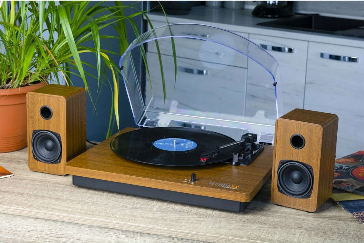 Gramafon Technaxx TX-188 me Bluetooth, 2 altoparlantë stereo, dru