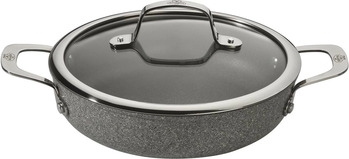 Tigan Ballarini SALINA 24cm, kapak xhami, alumini, gri