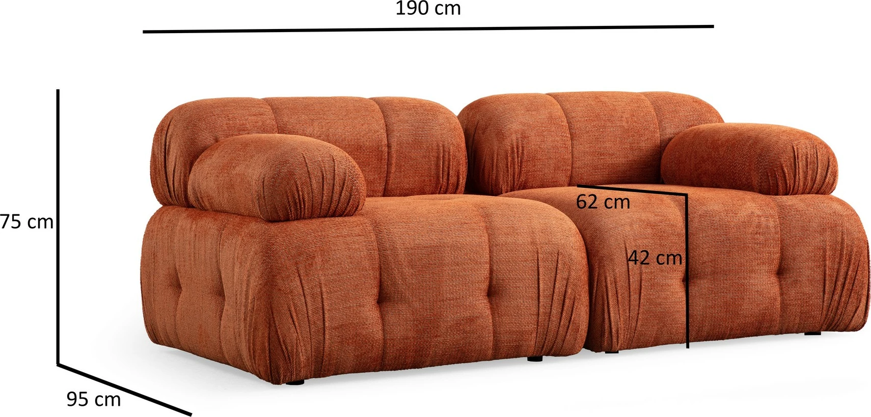 Divan dy vendësh Atelier del Sofa, Petite 2, portokalli
