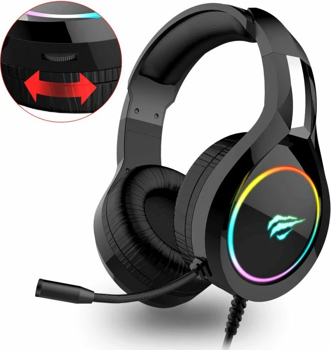 Kufje gaming HAVIT Gamenote HV-H2232d, RGB LED, mikrofon, 3D surround, 50mm, me kabllo 2.2m, të zeza