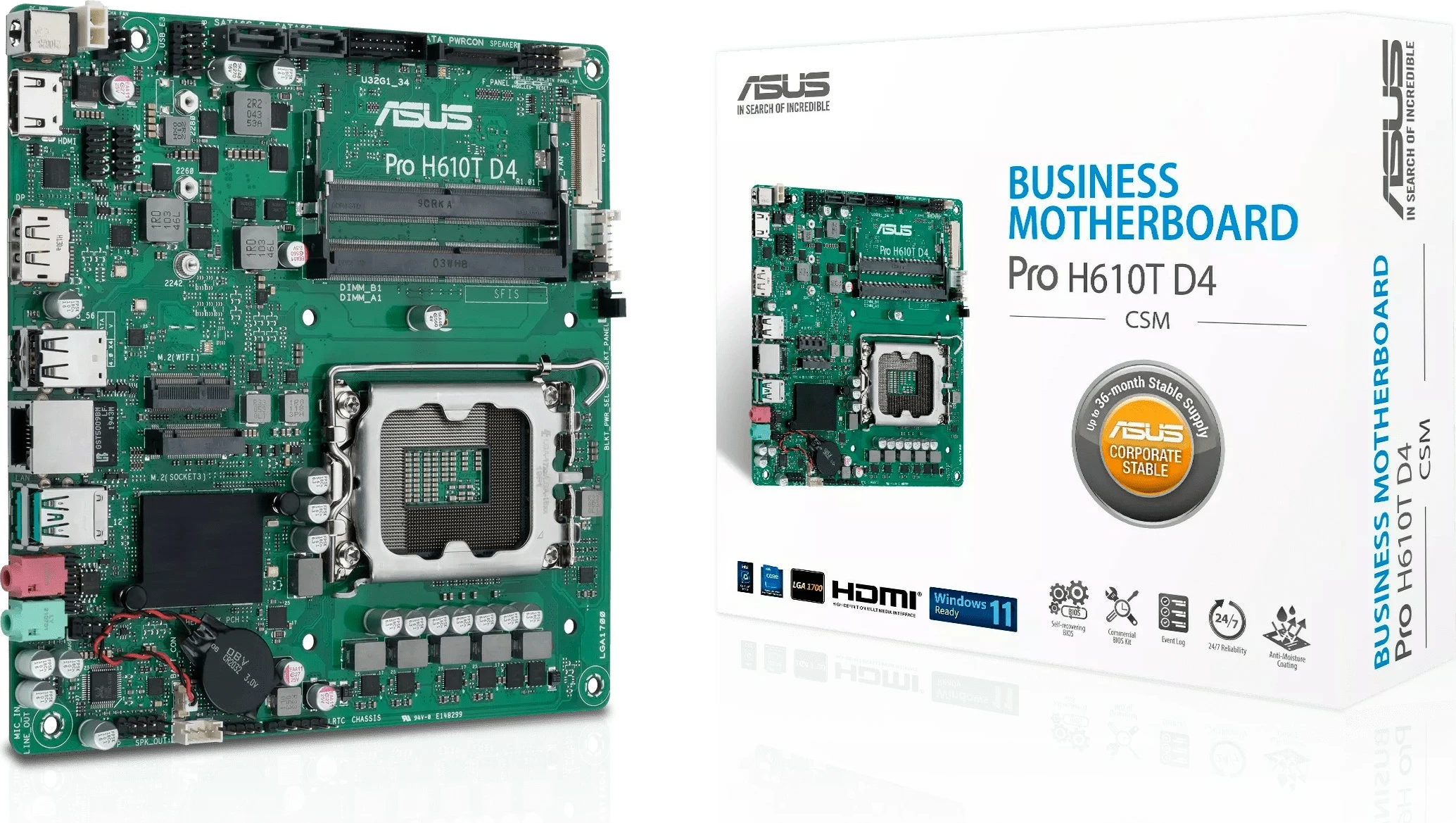Pllakë amë ASUS Pro H610T D4 mITX DDR4