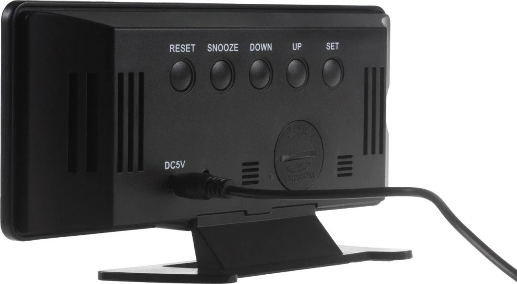 Orë alarmi GreenBlue GB395 me termometër dhe higrometër, e zezë